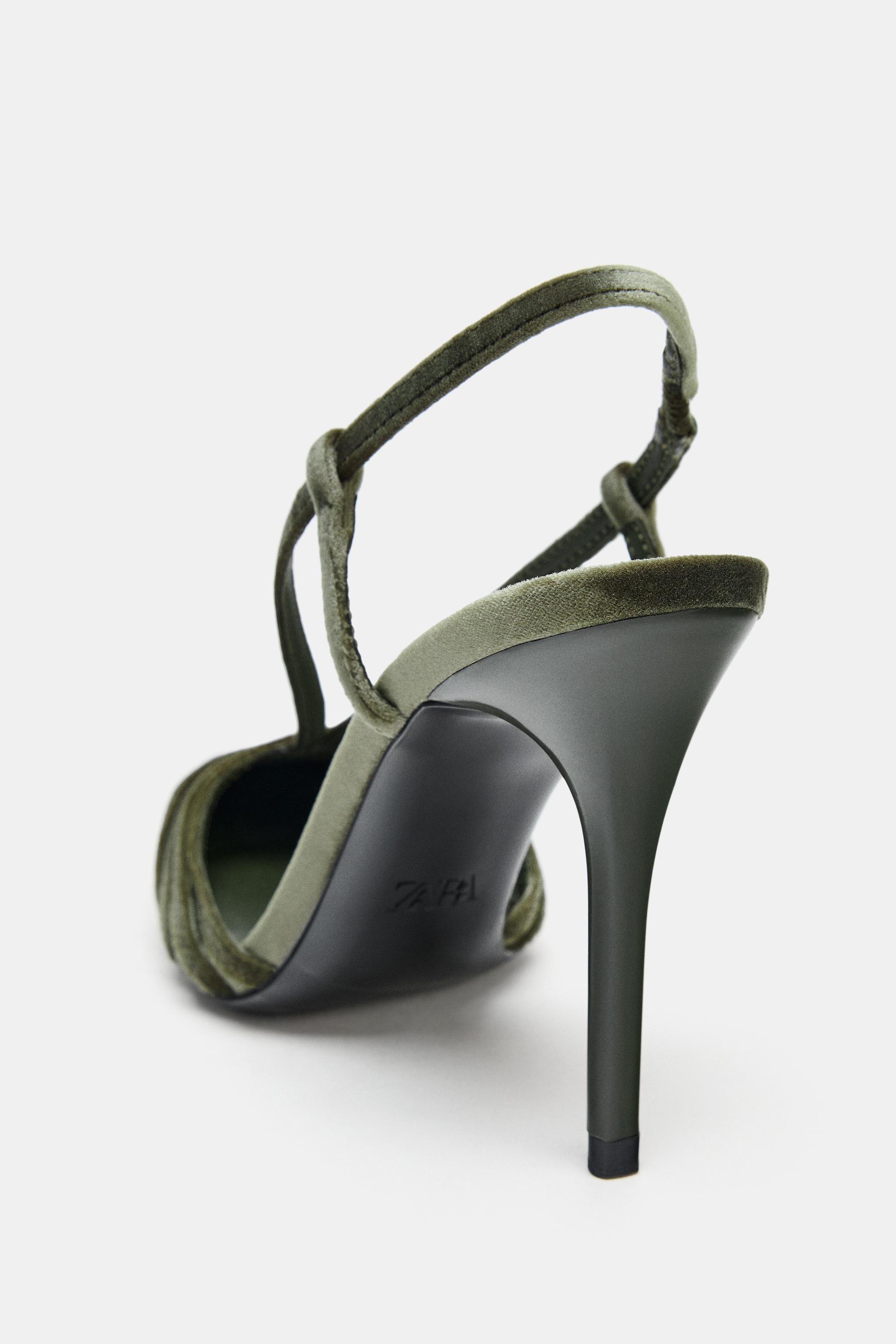 VELVET EFFECT STRAPPY SHOES